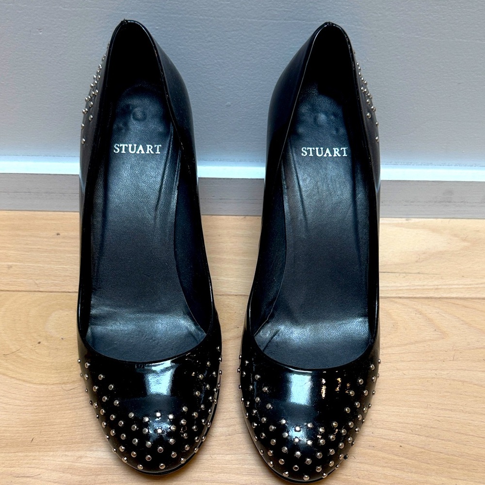 Stuart Weitzman Black Patent Studded Women's Heels